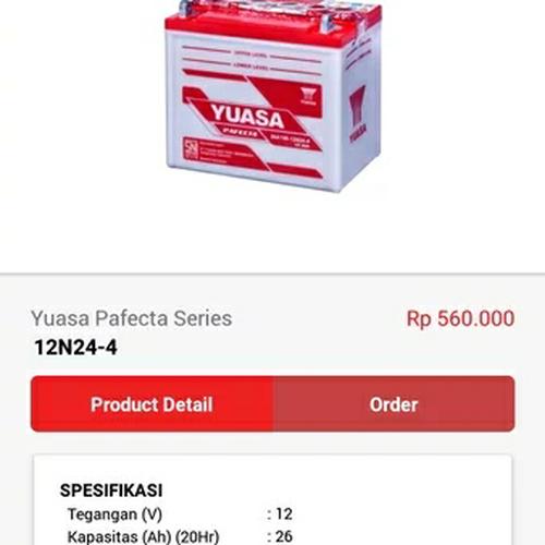 Foto Produk Aki accu 12n24-3 12n24 untuk genset dan lain lain yuasa dari mobil part shop