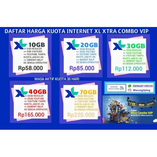 Jual Daftar Harga Kuota Internet Xl Xtra Combo Vip 2 Kab Kendal Uping Store Tokopedia