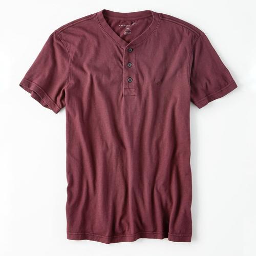 Jual American Eagle Henley Tee maroon 