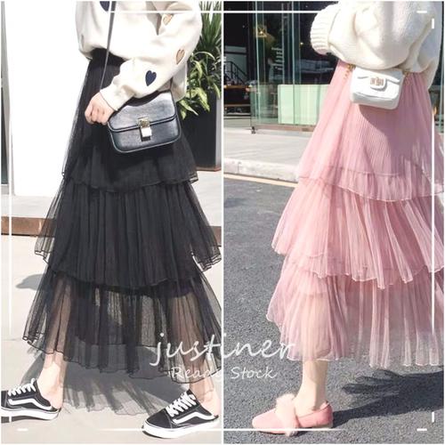 long skirt pleated