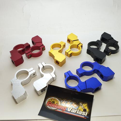 Foto Produk breket dudukan spion kleman spion di stang cnc - Biru dari gudang variasi mtr