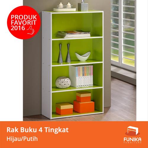 Foto Produk FUNIKA 11242 GR-WH - Rak Buku 4 Tingkat - Hijau Putih FTR3 dari Tiara_22
