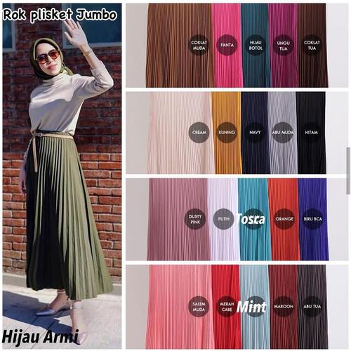 Foto Produk R714 FASHION BAWAHAN ROK PANJANG PLISKET JUMBO BIG SIZE WANITA MURAH dari Pattern Indo