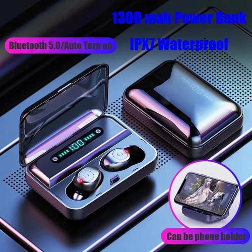 Foto Produk Headset Bluetooth LED Digital TWS F9 IPX7 Waterproof Wireless Airdots - Putih dari King Grosir Indo