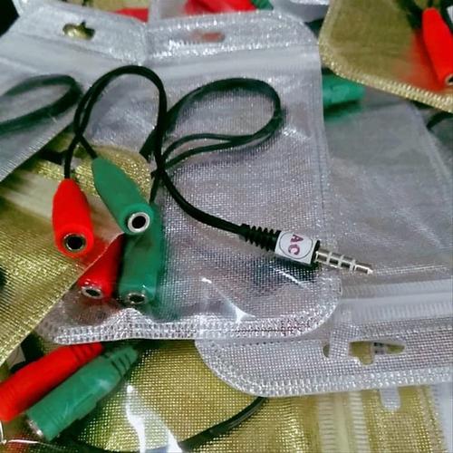 Jual SAMBUNGAN JACK CONVERTER AUDIO HEADSET 2 JADI 1 MIC HS TO HP