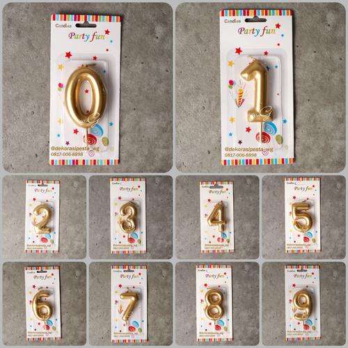 Foto Produk Lilin Ulang Tahun Angka 0 - 9; Gold / Emas - Nol dari toko pita wg