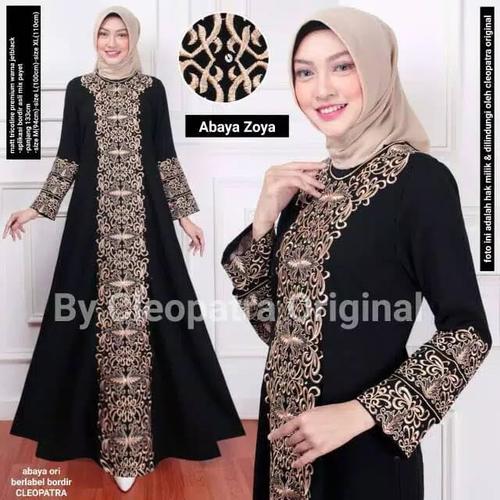 Foto Produk baju busana muslim abaya gamis hitam syari asdf bordir delisha dari GrosirAbaya