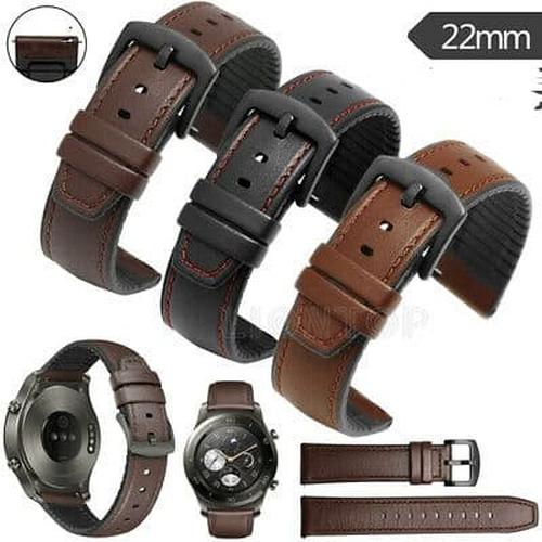 Foto Produk STRAP TALI JAM KULIT LEATHER RUBBER SAMSUNG GALAXY WATCH 46mm 22mm dari strapwatch hype