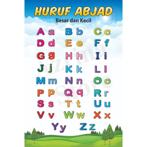 Jual Poster edukasi anak belajar mengenal Abjad Huruf Besar dan kecil