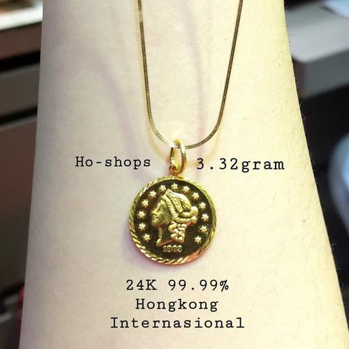 Liontin Koin Emas Queen Elizabeth 24K 