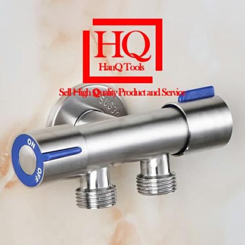 Foto Produk Keran Air Cabang Double Stop Kran Shower Mandi Selang Mesin Cuci Tembo - Standart dari HanQ Tools