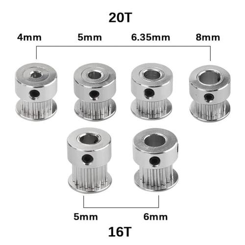 8Pcs 5mm 20 Teeth Aluminum Timing Pulley Wheel 5 Meters Rubber GT2 2mm Pitch 6mm Wide Timing Belt F