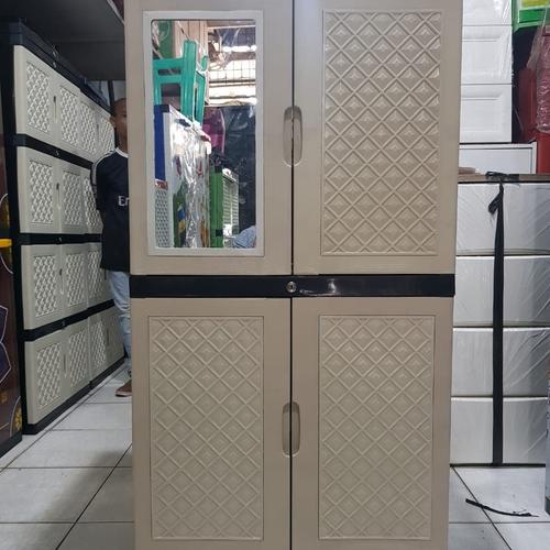 Jual Lemari Plastik Lemari Pakaian Diamond Susun 4 Full Kunci Ada Kaca Jakarta Barat Sinar Subur Tokopedia