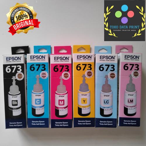 Foto Produk Tinta Epson 673 untuk Printer Epson L800 L805 L850 L1800 B,C,M,Y,LC,LM dari Toko Data Print