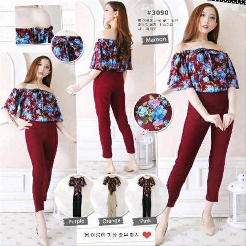 Jual JUMPSUIT FLOWER WANITA BAHAN 