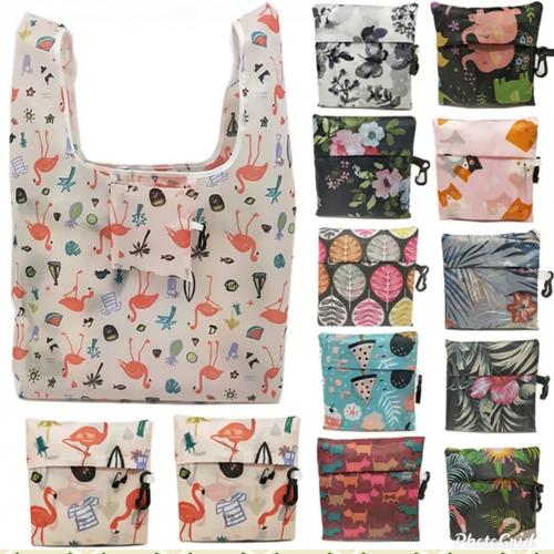 floral reusable grocery bags