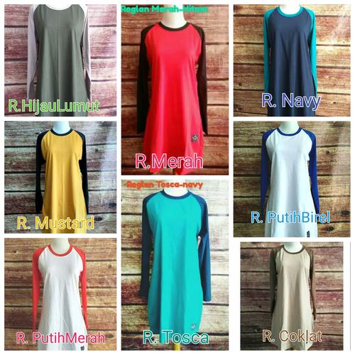 Jual S-XL Kaos Polos Reglan Tunik Muslimah Bisa Seragam Olah Raga