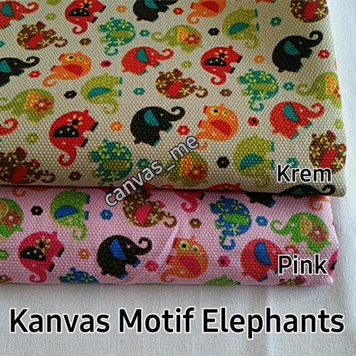 Foto Produk Kain Kanvas Elephant : Krem, Pink, Biru - Krem dari canvas_me