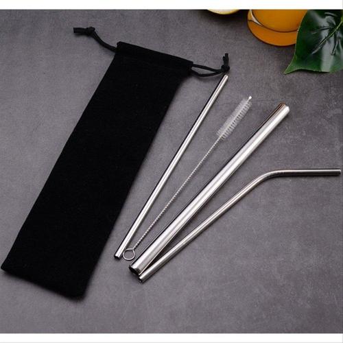 Foto Produk HG-POUCH Set 4pcs FREE 1 Sedotan Stainless Steel 3 Sedotan 1 Sikat 1 dari Hitz Gallery