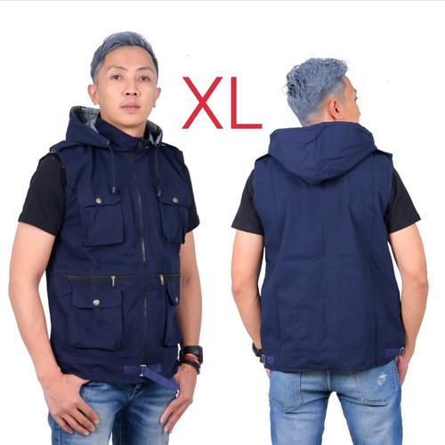 Foto Produk jaket parka rompi pria kanvas XL navy biru dongker dari Key Distro Bdg