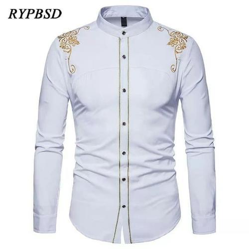 Foto Produk Baju Kemeja Koko Bastile Putih Bordir Batik Imlek Motif Cina Pria dari Sang_Fajar
