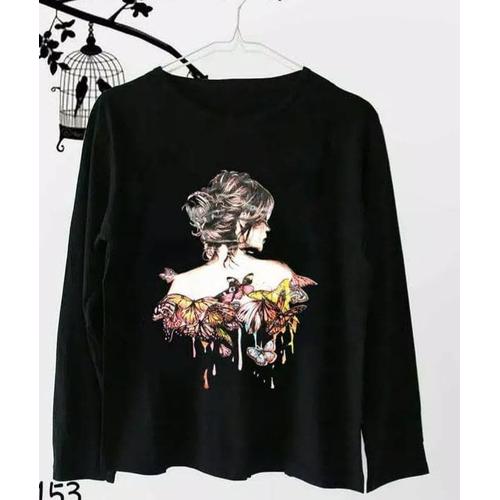 Jual Kaos Polos Baju Lengan Panjang Wanita Butterfly Girl Hitam Jakarta Timur Haryanto Tokopedia