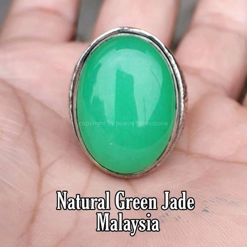 CINCIN BATU AKIK NATURAL GREEN JADE MALAYSIA GIOK BIG SIZE - 9 di Poetra  Gems Stone  Tokopedia