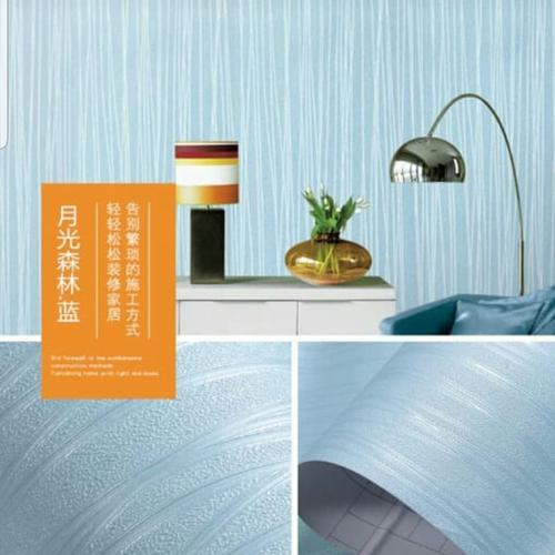 Foto Produk wallpaper stiker motif garis new arrival warna dasar biru muda dari wallpaper_sip