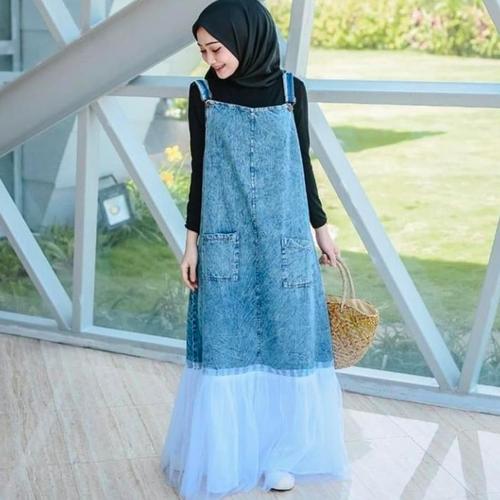 Foto Produk Baju Dress Overall Jumpsuit Rok Kodok Monyet Bahan Jeans Tali Ikat dari Arabela Shop