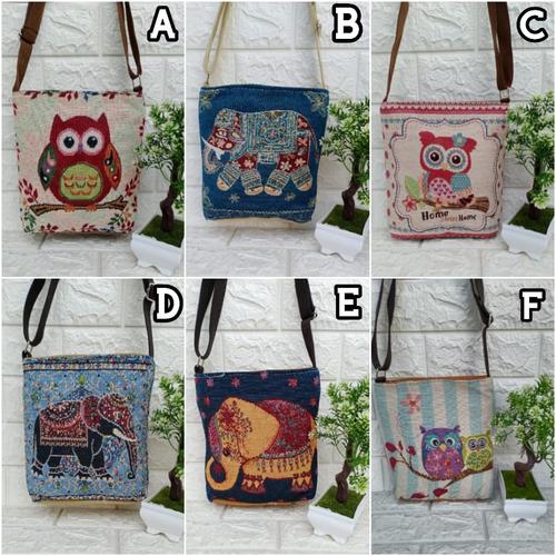 Foto Produk Tas thailand selempang import gajah / sling bag bangkok souvenir gift dari tas thailand grosir