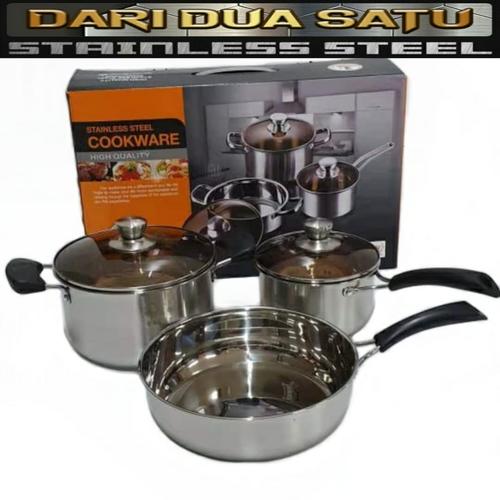 Foto Produk Panci Set Stainless Steel Cookware Set High Quality 3 pc dari DariDuaSatu