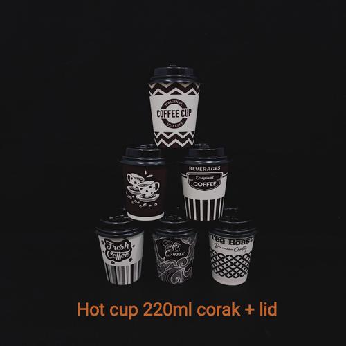 Foto Produk Paper cup 8oz/220ml corak + lid. dari twees