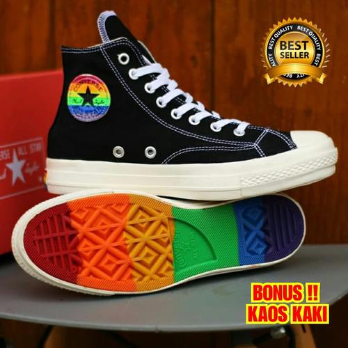 rainbow high top converse
