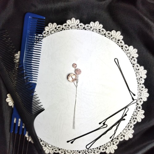 Foto Produk Drop Hairpin aksesoris asesoris headpiece rambut sanggul CRYSTAL PEACH dari Natalia the Princess