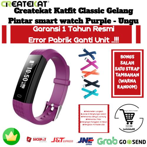 Foto Produk Createkat Katfit Classic Smart Band Gelang Pintar smartwatch - Ungu - NON BONUS STRAP dari larislaku88