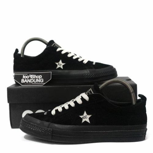 one star converse black suede