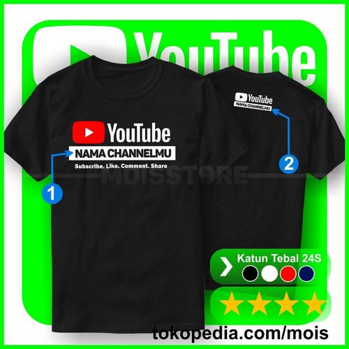 Foto Produk Kaos Youtube Keren - Custom Nama Channel - Tshirt Baju Distro dari Mois Store