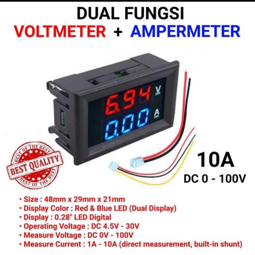Foto Produk Dual Volt Amp Meter Digital Ampere Meter Voltmeter 10A 0-100V Ammeter dari sakurashop29