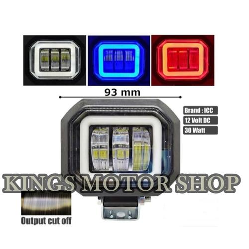 lampu tembak cree led 3 mata 30 watt kotak merk icc plus angel eyes