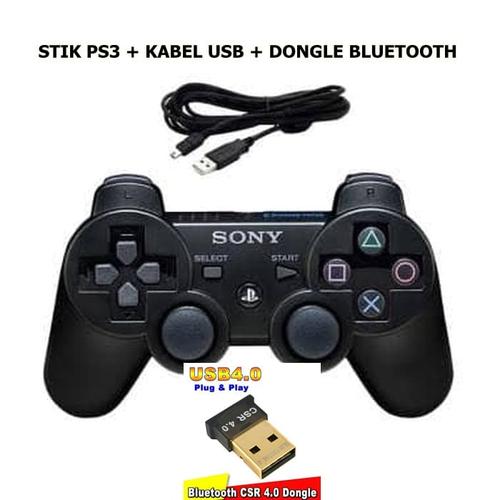 Jual STIK PS3 ORIGINAL WIRELESS + KABEL USB STIK SONY PS3 CHARGER