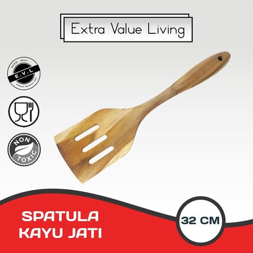Foto Produk Spatula Lubang Kayu Jati Sutil Sodet Masak Kayu Jati EVL-SKG-04-LBG dari Extra Value Living