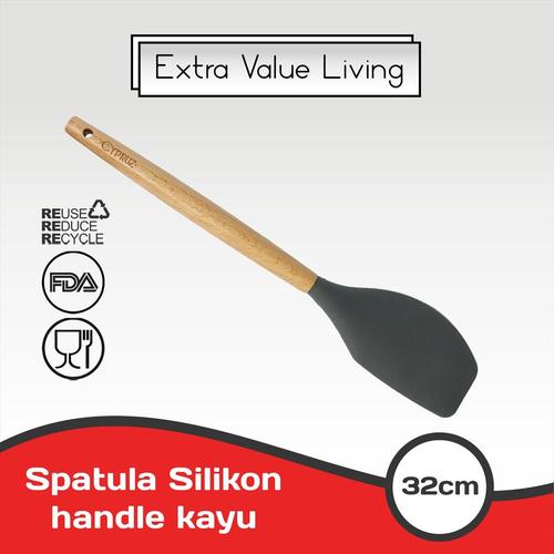 Foto Produk CYPRUZ Spatula Silikon Lengkung Gagang Kayu EVL-AM-0937-AU-LK - Hijau dari Extra Value Living