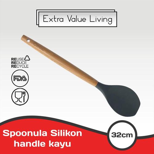 Foto Produk CYPRUZ Sendok Serving Lengkung Silikon Gagang Kayu EVL-AM-0935-AU-HS dari Extra Value Living