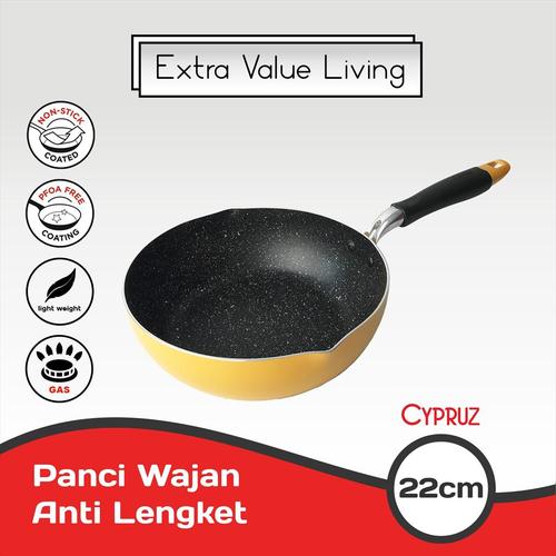 Foto Produk CYPRUZ Panci Wajan Tumis 22 CM Wok Pan Anti Lengket EVL-FP-0440-22 dari Extra Value Living