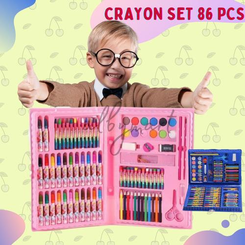 Foto Produk Colouring Set 86 pcs Pensil Warna Crayon set Stationary Kado anak - Biru dari cabokimurah
