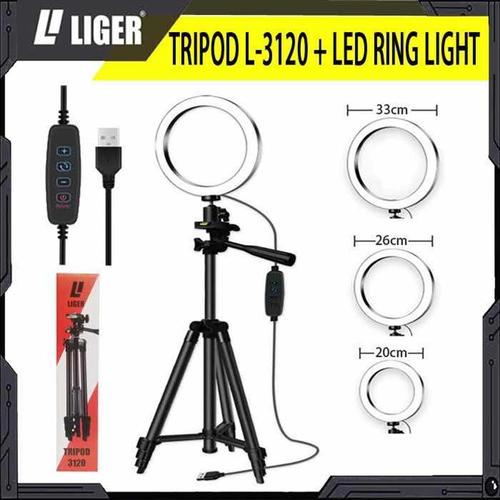 Gambar TRIPOD 3120 + RING LIGHT LED SELFIE MAKE UP LIVE TIKTOK Ring Light - 20 cm dari LIGER OFFICIAL STORE Jakarta Pusat Tokopedia
