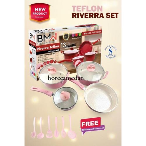 Gambar Panci set teplon riverra set 13pc / Panci set bmw pink/ blue series - Ungu dari Horecamedan undefined Tokopedia