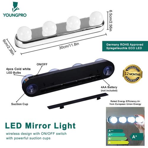 Foto Produk LAMPU MAKE UP PORTABLE 4 LED CERMIN RIAS MIRROR LIGHT STUDIO ECOLED dari YOUNGPRO INDONESIA