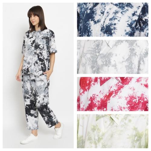 Foto Produk FTSL PIYAMA Bali Tie Dye super adem setelan one set - Abu-abu dari ftslapparel