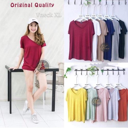 Foto Produk Kaos polos wanita size XXL murah tshirt V neck casual - NEVI, XXL dari classfashion_official